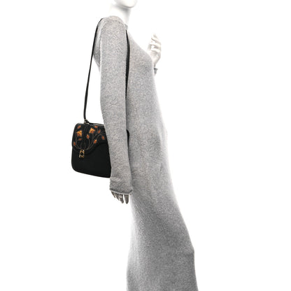 Gucci Honey Calfskin Lizard Equestrian Bag Black 2 of 9
