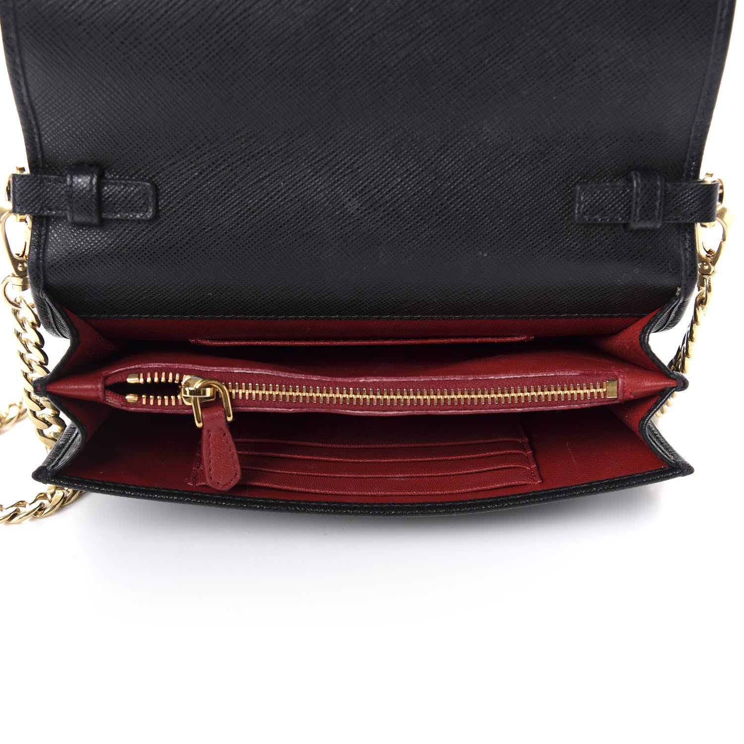 Prada Saffiano Lux Chain Wallet Black 5 of 15