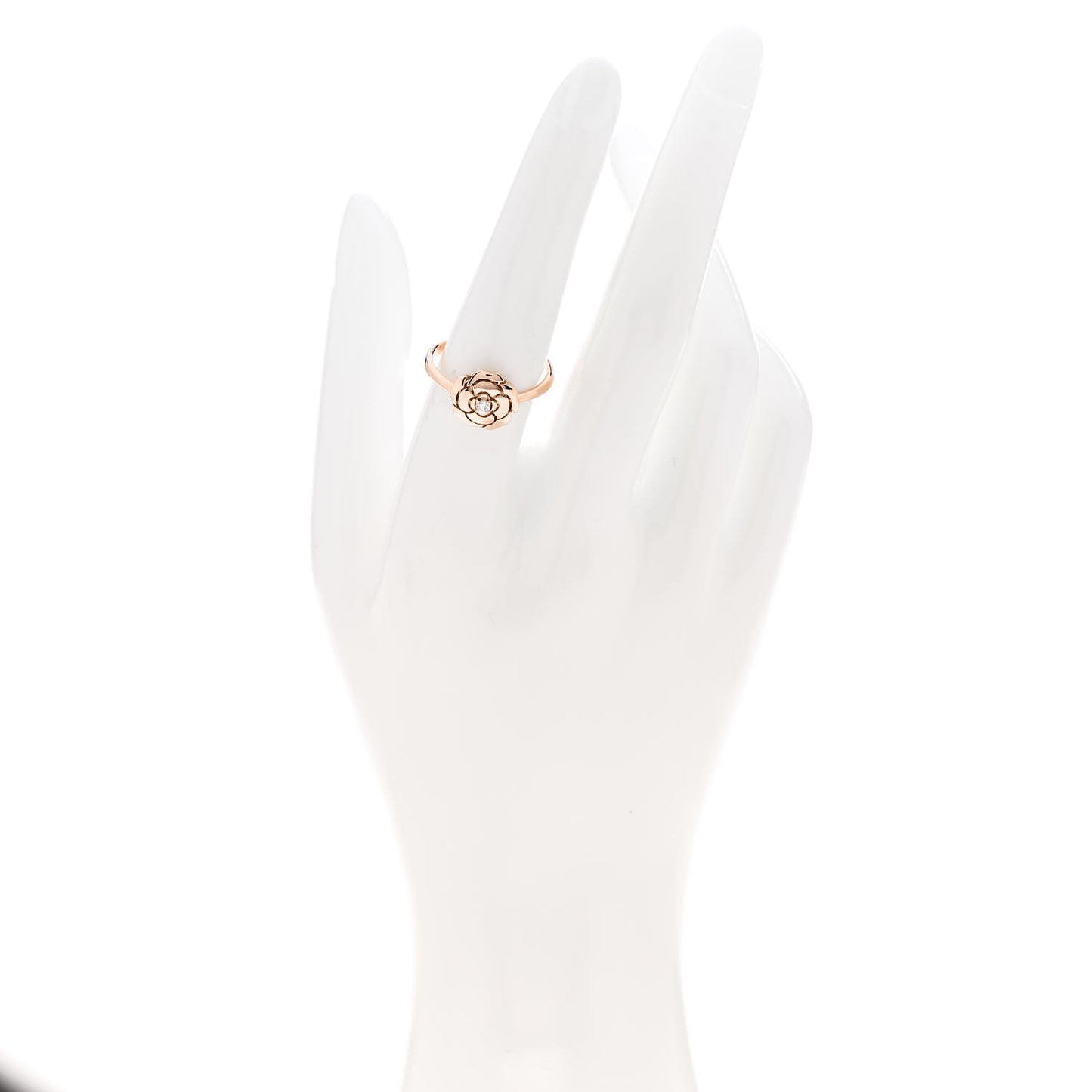 18K Rose Gold Diamond Extrait de Camelia Ring 56 7.5