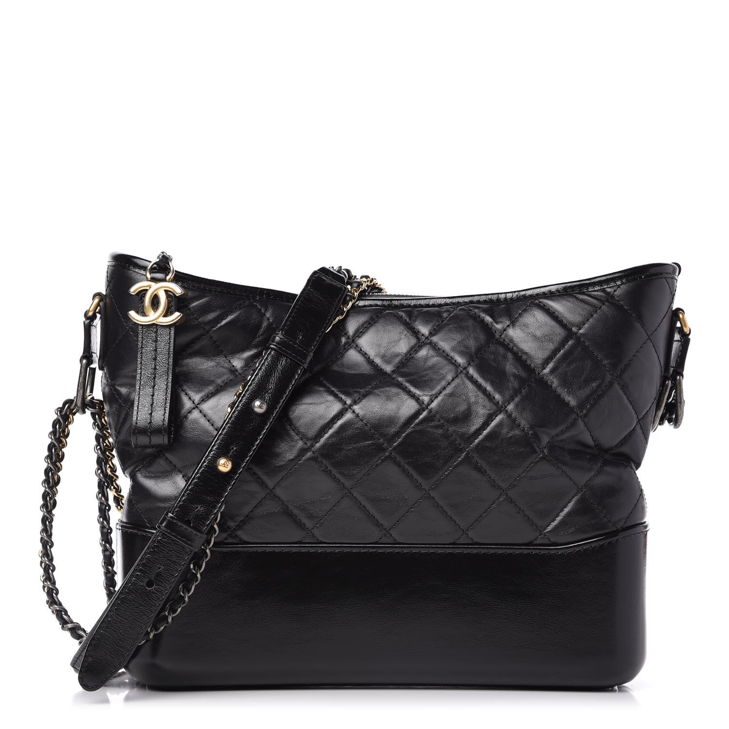 Chanel Aged Calfskin Quilted Medium Gabrielle Hobo Black 1 of 10