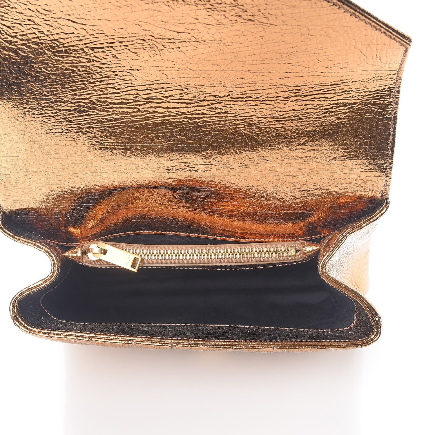 Saint Laurent Metallic Cracked Calfskin Matelasse Monogram Medium College Bag Copper 5 of 7