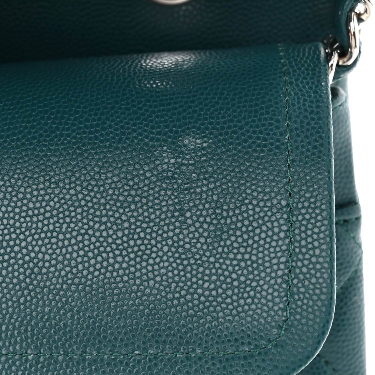 Chanel Caviar Quilted Medium Double Flap Dark Turquoise 11 of 12
