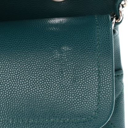 Chanel Caviar Quilted Medium Double Flap Dark Turquoise 11 of 12