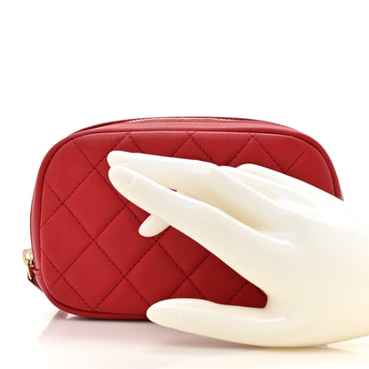 Chanel Caviar Quilted Small Curvy Pouch Cosmetic Case Dark Red 2 of 8