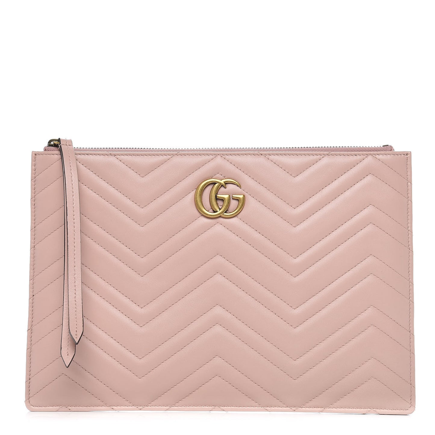 Calfskin Matelasse Large GG Marmont Zip Pouch Perfect Pink