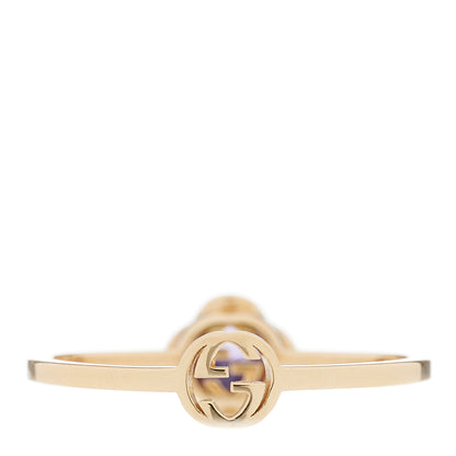 Gucci 18K Yellow Gold Amethyst Interlocking G Ring 51 5.75 3 of 5
