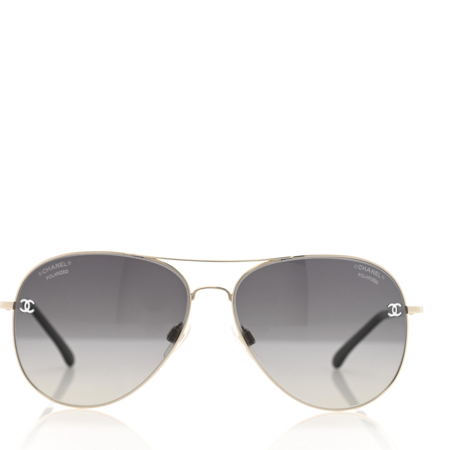 Chanel Metal Polarized CC Aviator Sunglasses 4189-T-Q Silver 2 of 8