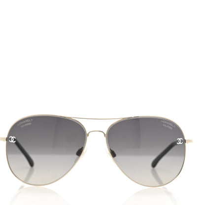 Chanel Metal Polarized CC Aviator Sunglasses 4189-T-Q Silver 2 of 8
