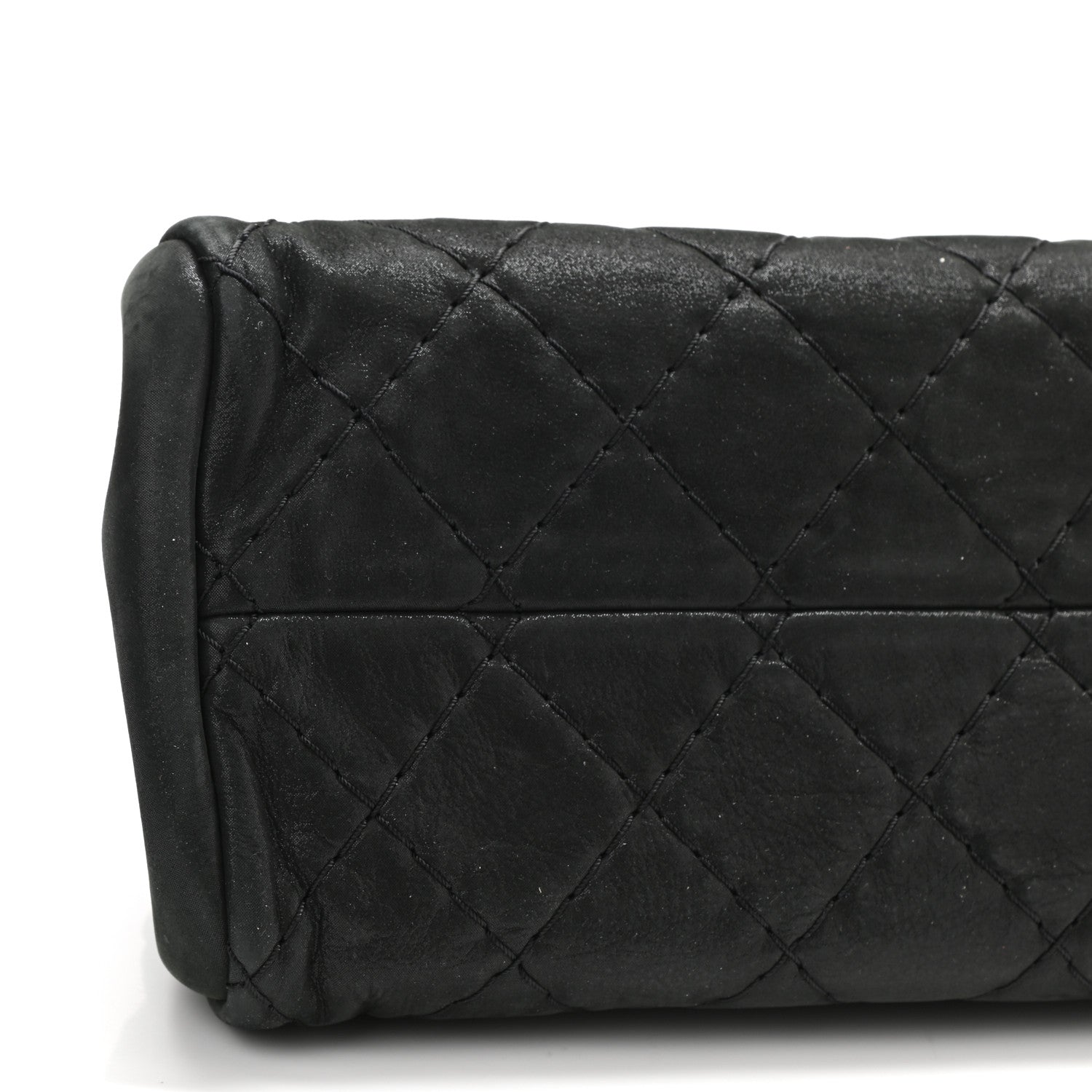 Chanel Iridescent Calfskin Stitched Just Mademoiselle Bowling Bag Black 9 of 11