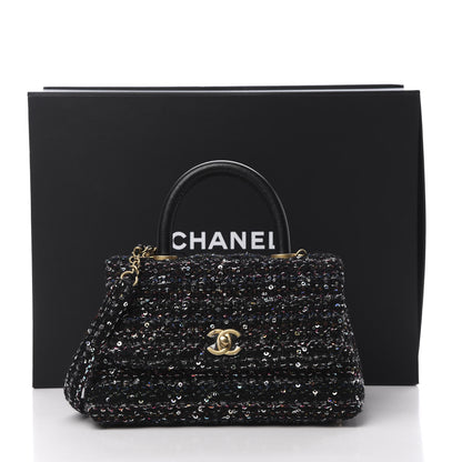 Chanel Tweed Sequin Mini Coco Handle Flap Black 12 of 12