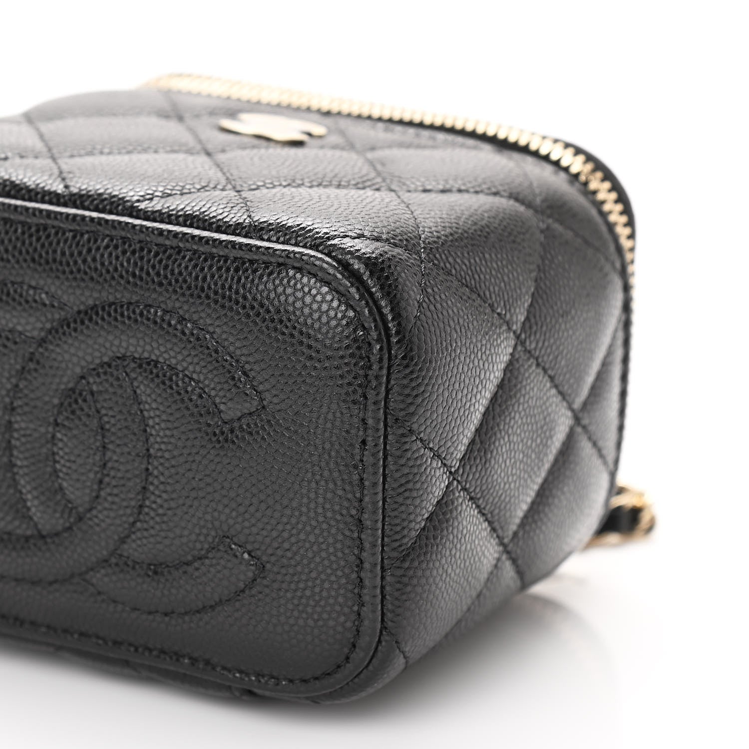 Chanel Caviar Quilted Mini Vanity Case With Chain Black 10 of 12