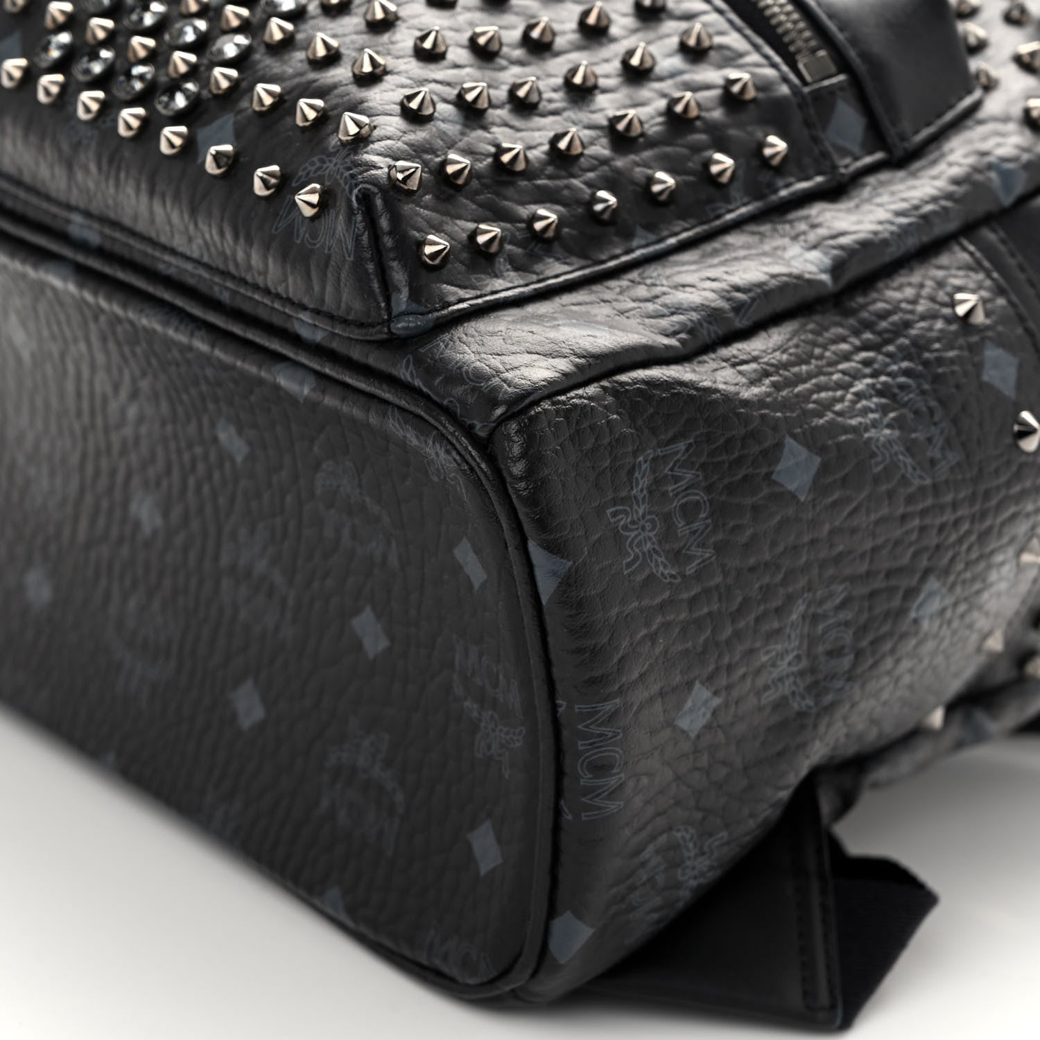 MCM Visetos Swarovski Studded Small Diamond Backpack Black 11 of 11