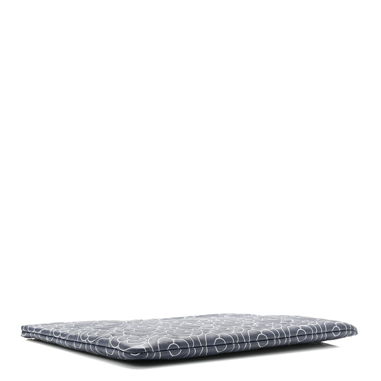 Chanel Lambskin Camellia Embossed Large Cosmetic Case Navy Silver 4 of 7