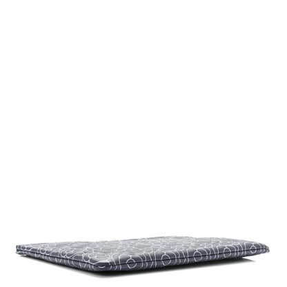 Chanel Lambskin Camellia Embossed Large Cosmetic Case Navy Silver 4 of 7