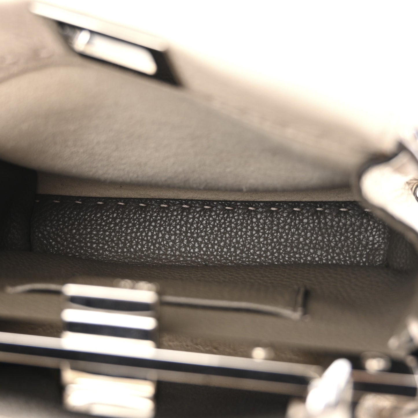 Cuoio Romano Selleria Vitello Dolce Lace Up Mini Peekaboo Iconic Satchel Camelia Milk Grigio Polvere