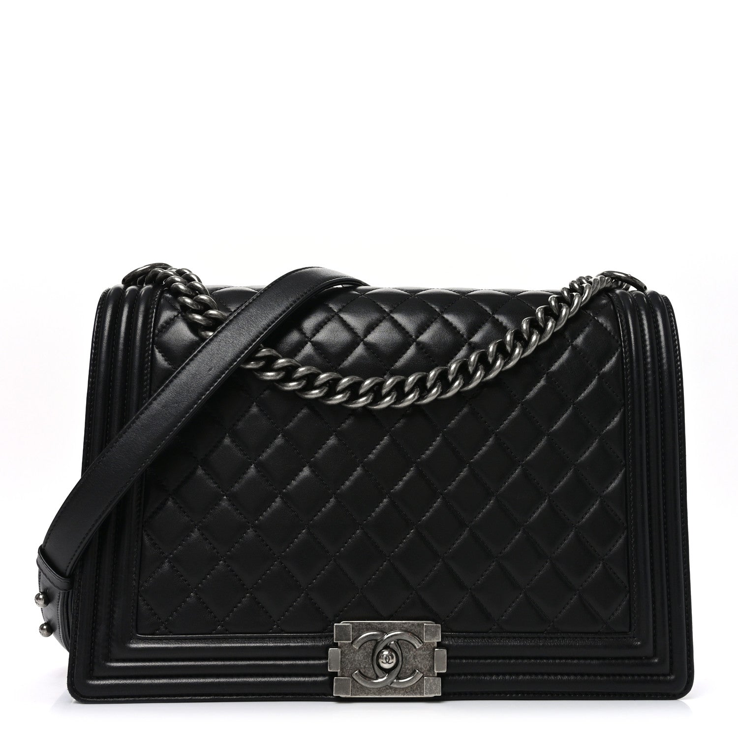 Chanel Lambskin Quilted Large Boy Flap Black 1 of 10