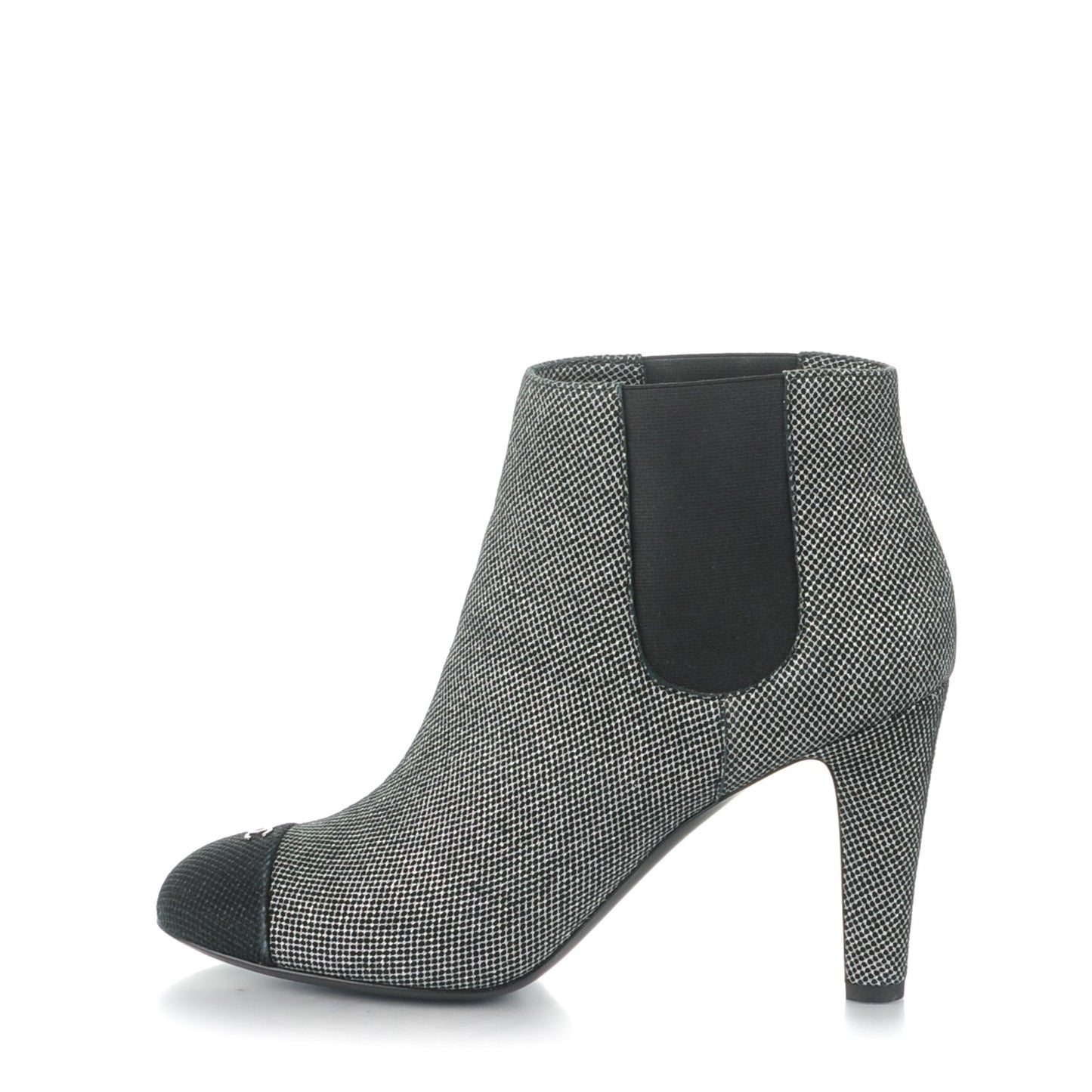 Mesh CC Cap Toe Ankle Boots 39.5 Argent Black