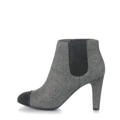 Chanel Mesh CC Cap Toe Ankle Boots 39.5 Argent Black 1 of 7
