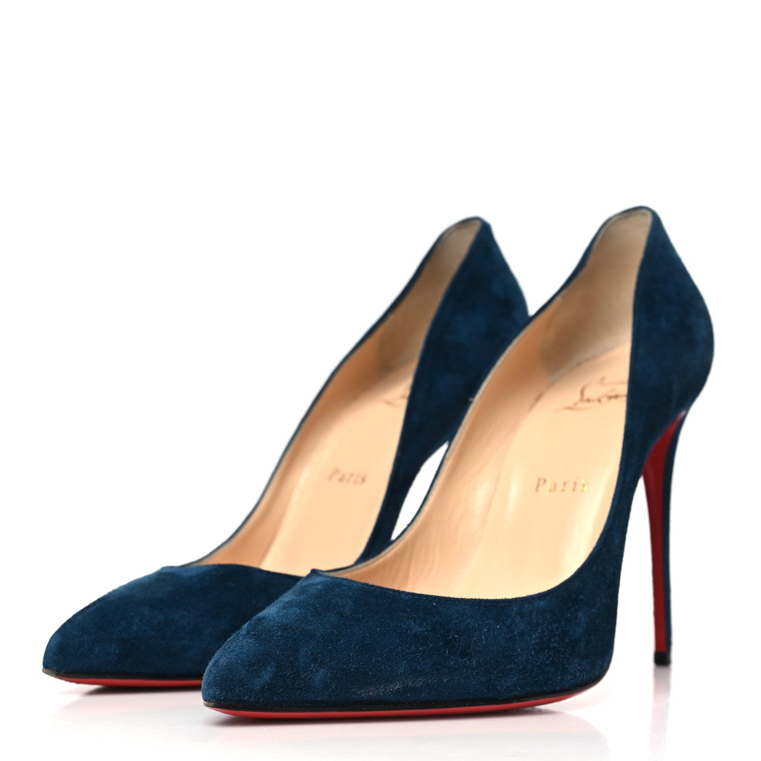 Christian Louboutin Veau Velours Pigalle Follies 100 Pumps 39 Blue Khol 4 of 10