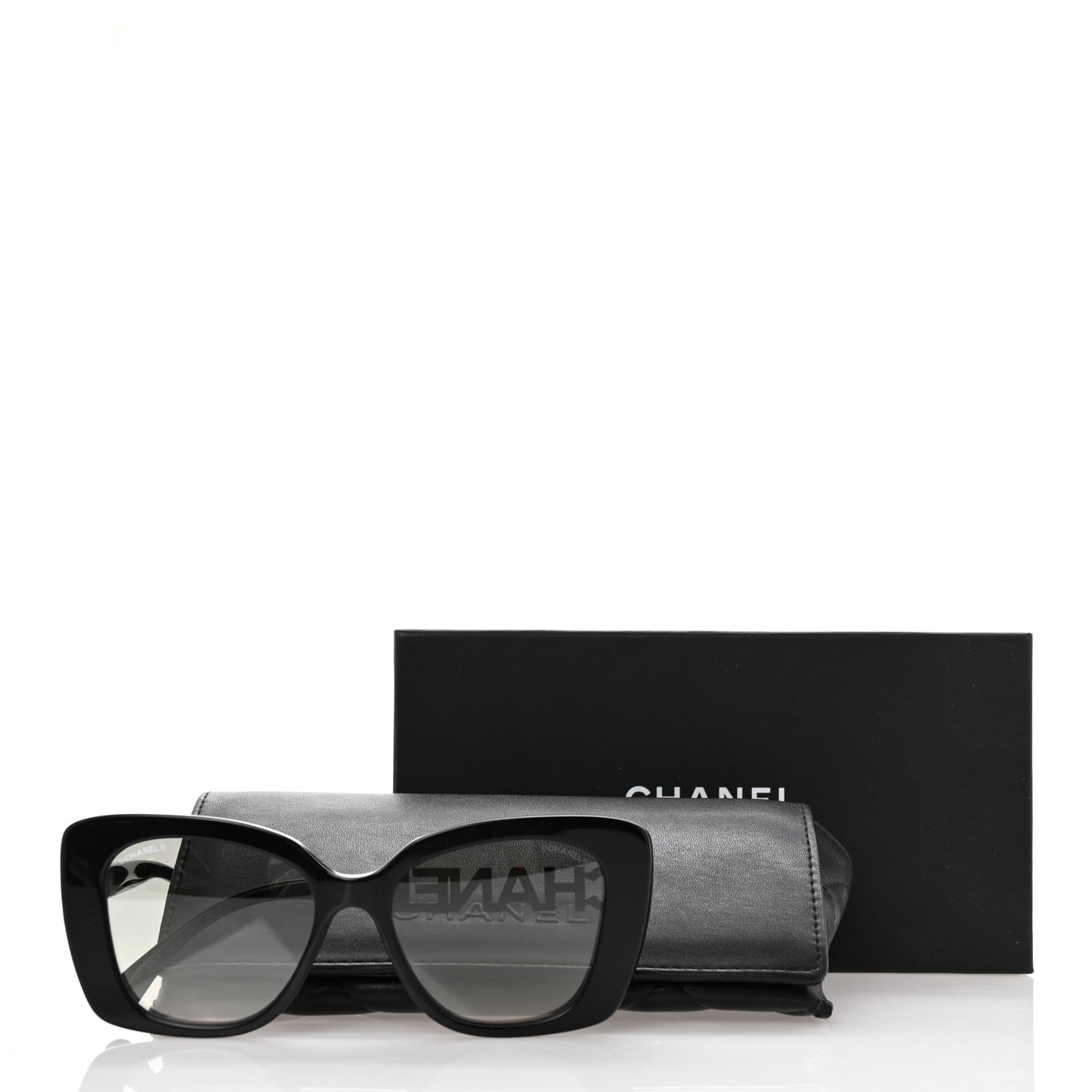 Acetate Strass Square Sunglasses 5422-B Black
