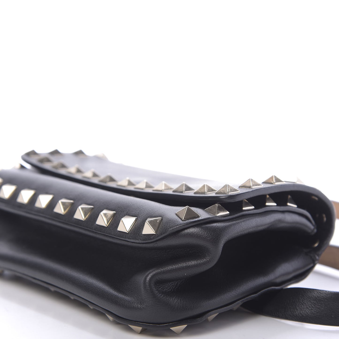 Calfskin Rockstud Belt Bag Black
