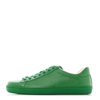 Gucci Calfskin GG Tennis Embossed Mens Ace Sneakers 8 New Shamarock 1 of 9