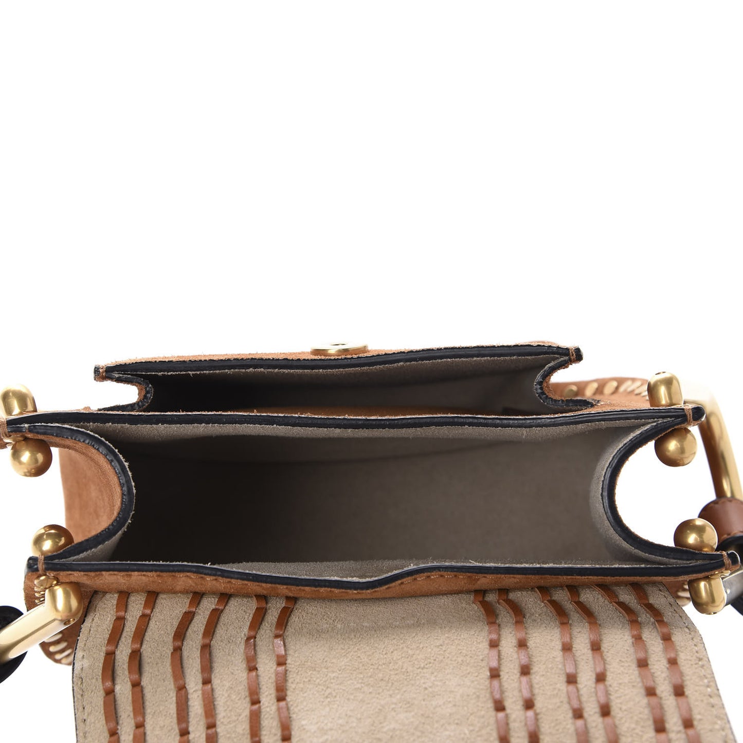 Suede Calfskin Braided Mini Hudson Shoulder Bag Caramel