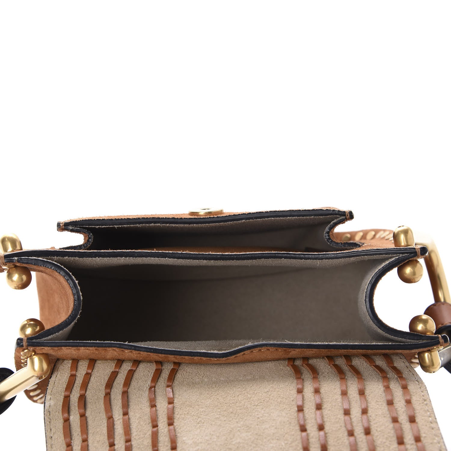 Chloe Suede Calfskin Braided Mini Hudson Shoulder Bag Caramel 5 of 10
