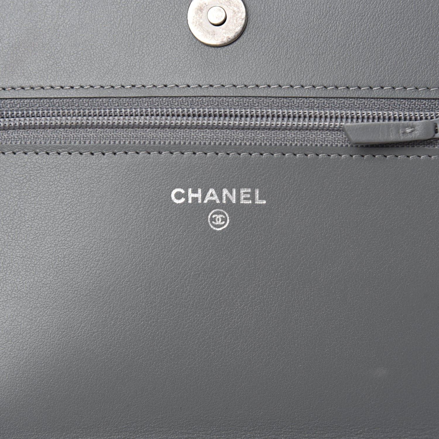 Chanel Caviar Chevron Quilted Boy Wallet On Chain WOC Grey 10 of 13