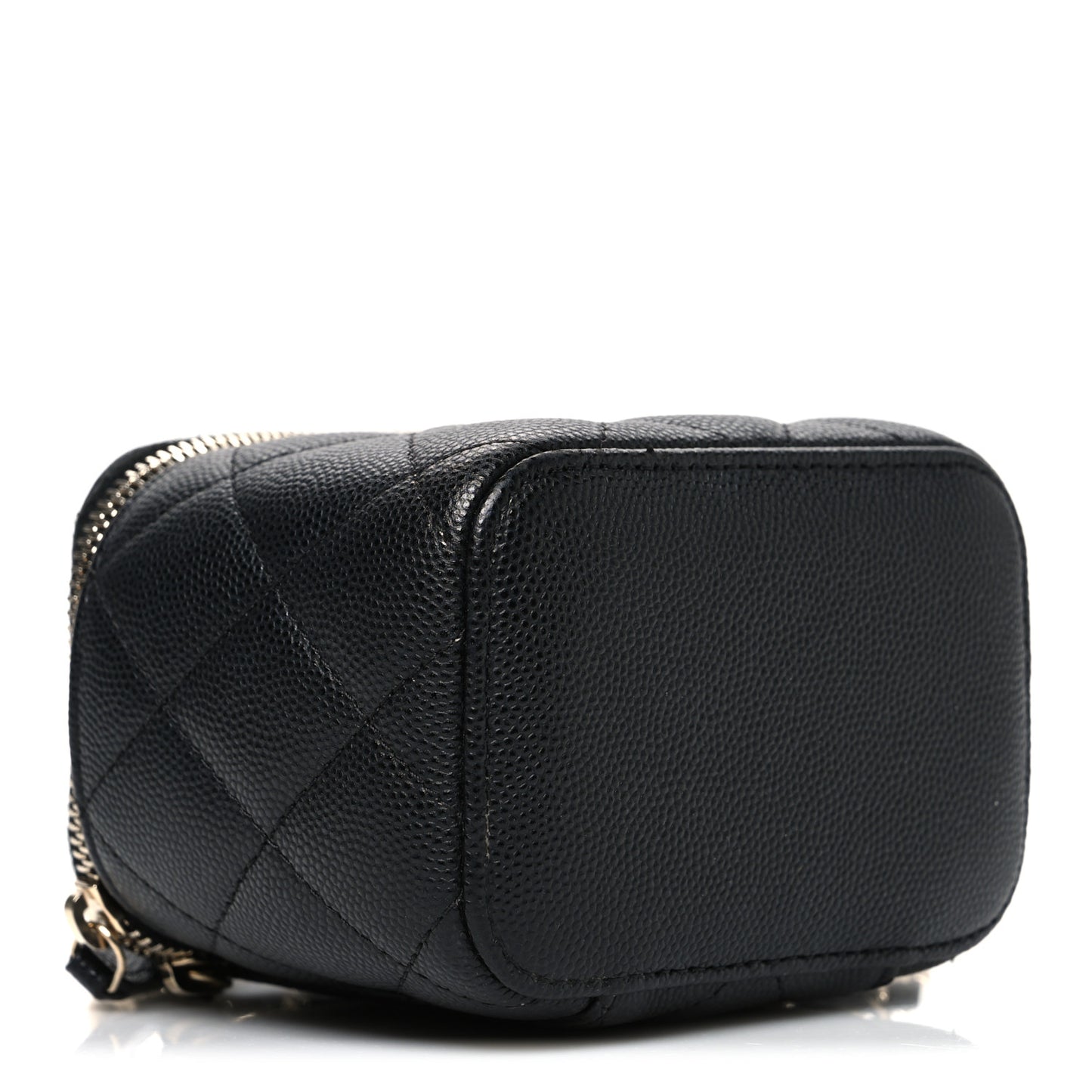 Caviar Quilted Mini Vanity Case With Chain Black