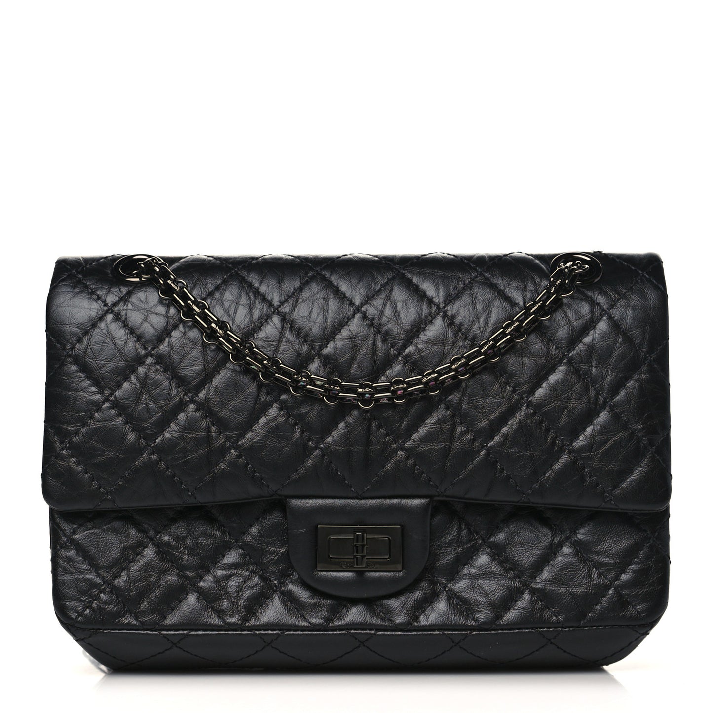 Aged Calfskin Quilted 2.55 Reissue 225 Flap So Black