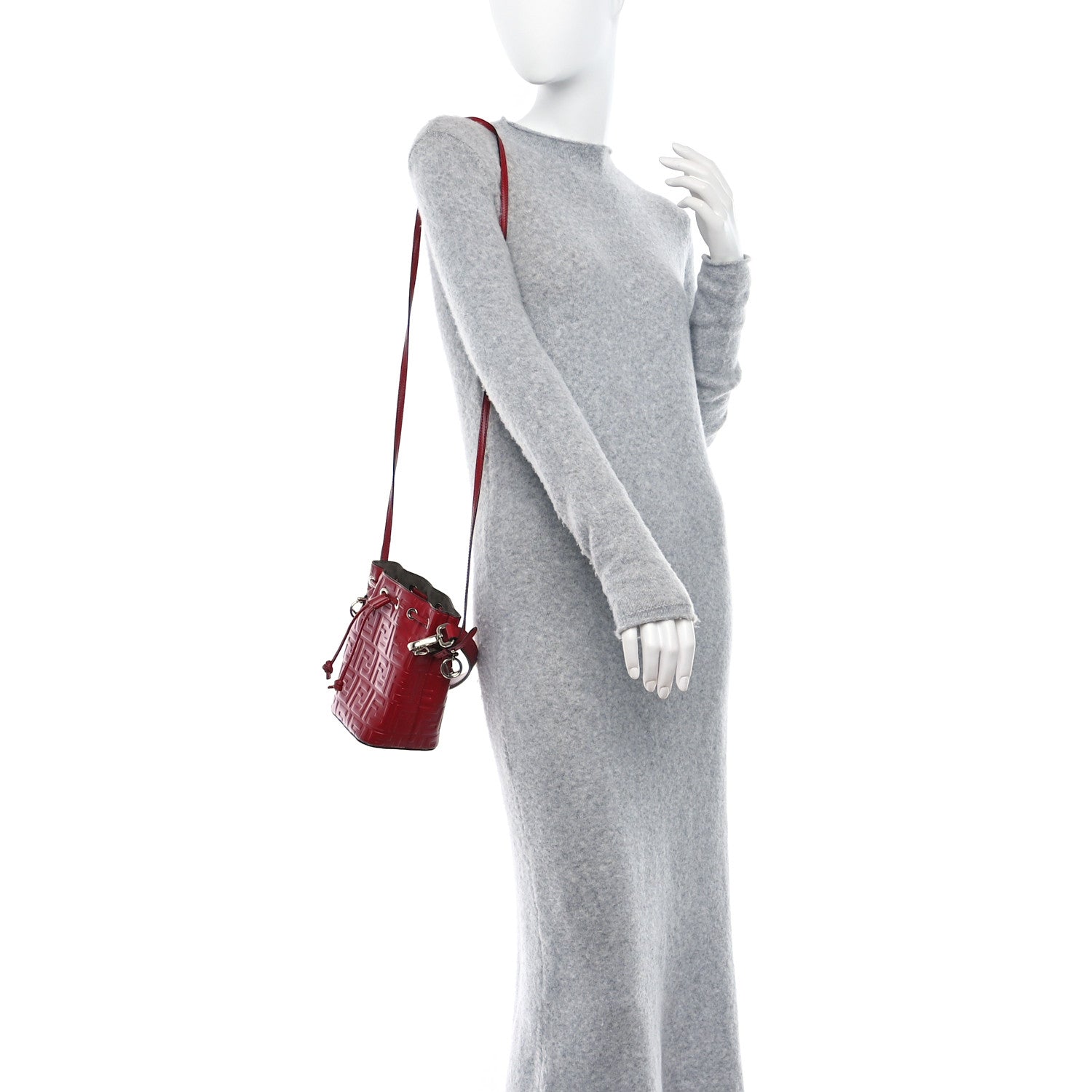 Fendi Vitello Liberty F is Fendi FF 1974 Embossed Mini Mon Tresor Bucket Bag Fragola 2 of 12
