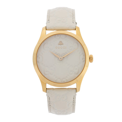 Gucci Stainless Steel Calfskin 38mm G-Timeless Quartz Watch White 1 of 5