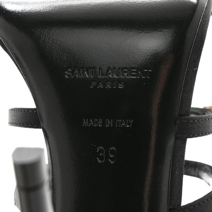 Saint Laurent Crepe Satin Crystal Jerry 110 Sandals 39 Black 6 of 9