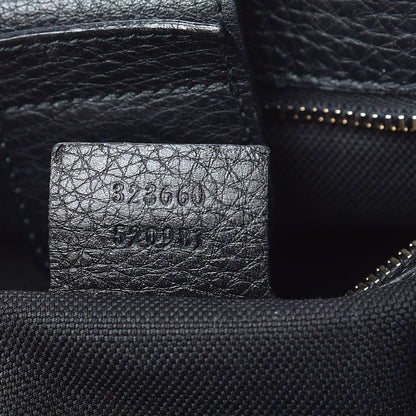 Gucci Pebbled Calfskin Medium Bamboo Shopper Tote Black 9 of 11