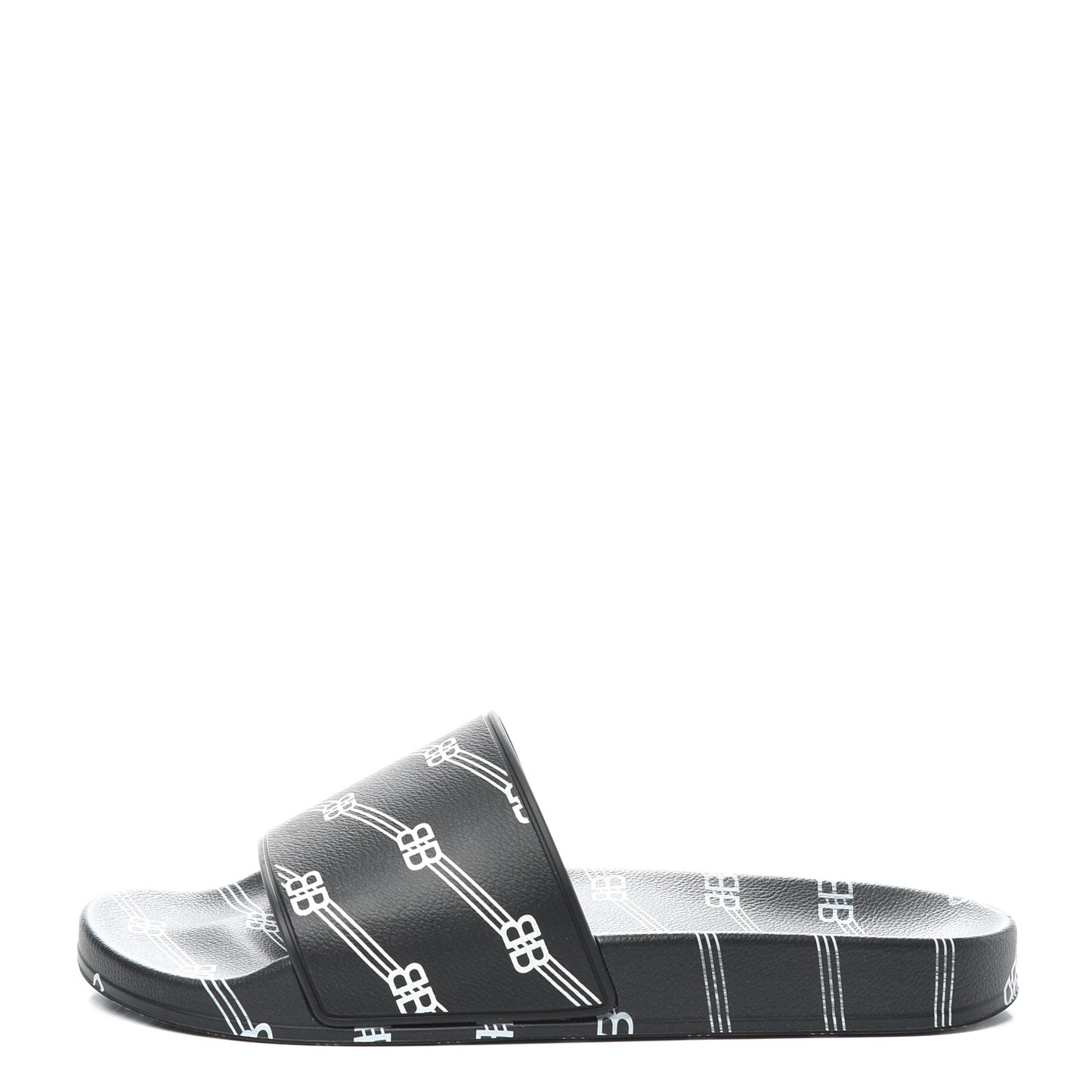 Rubber License Logo Print Mens Pool Slide Sandals 41 Black White