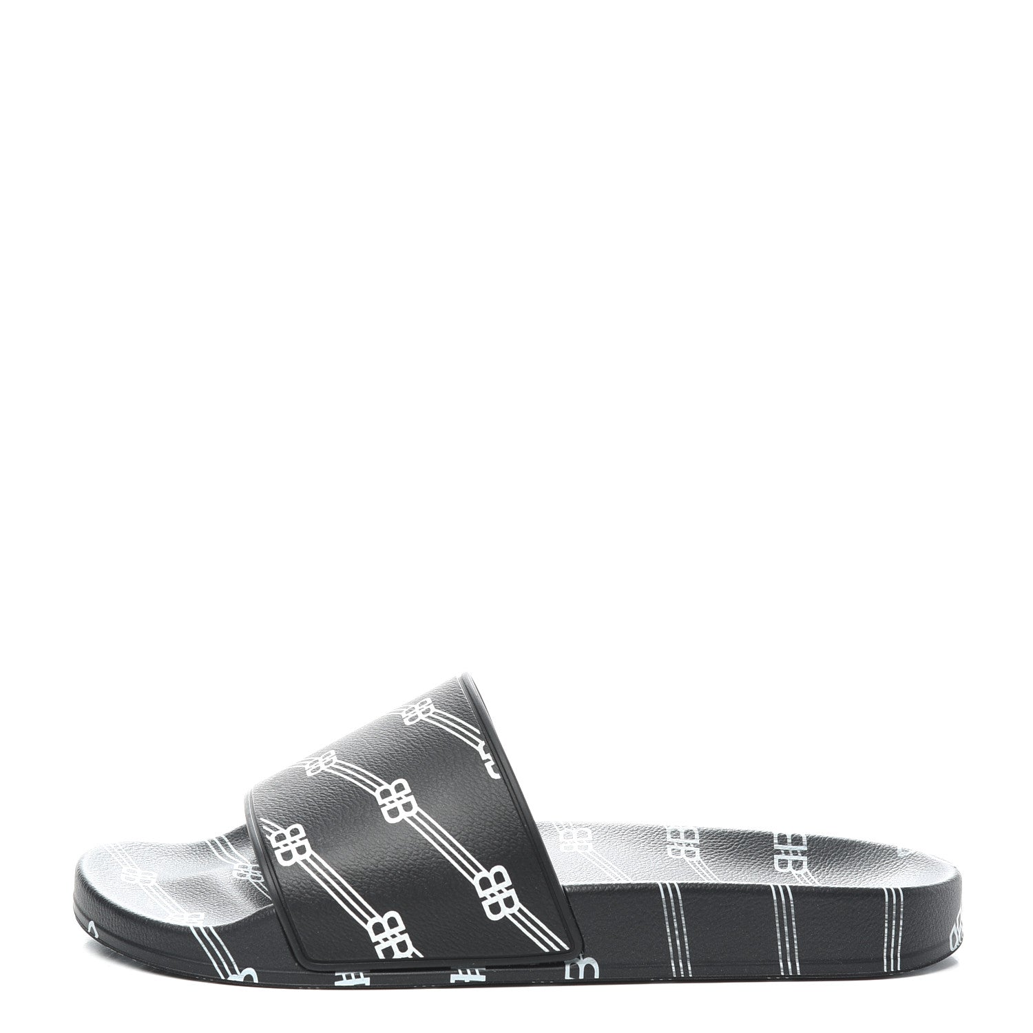 Balenciaga Rubber License Logo Print Mens Pool Slide Sandals 41 Black White 1 of 9