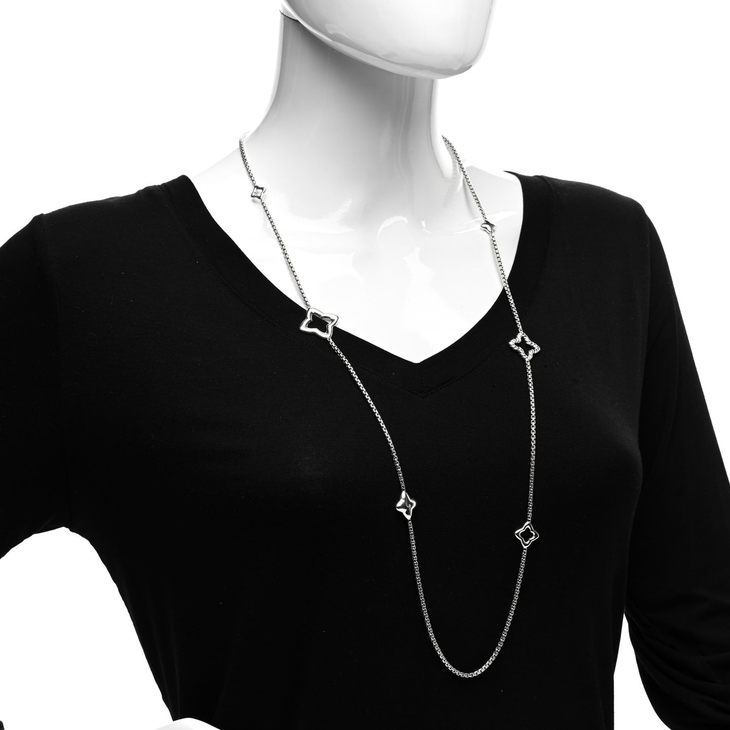 Sterling Silver 25mm Quatrefoil Chain Necklace