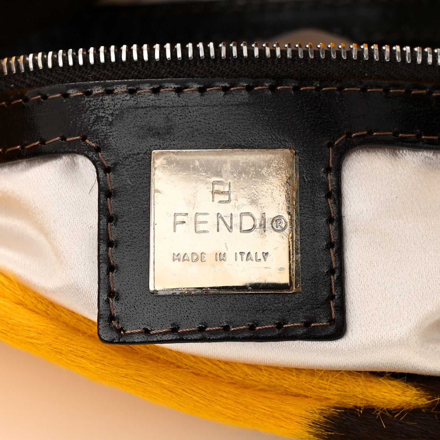 Calf Hair Baguette Yellow Brown