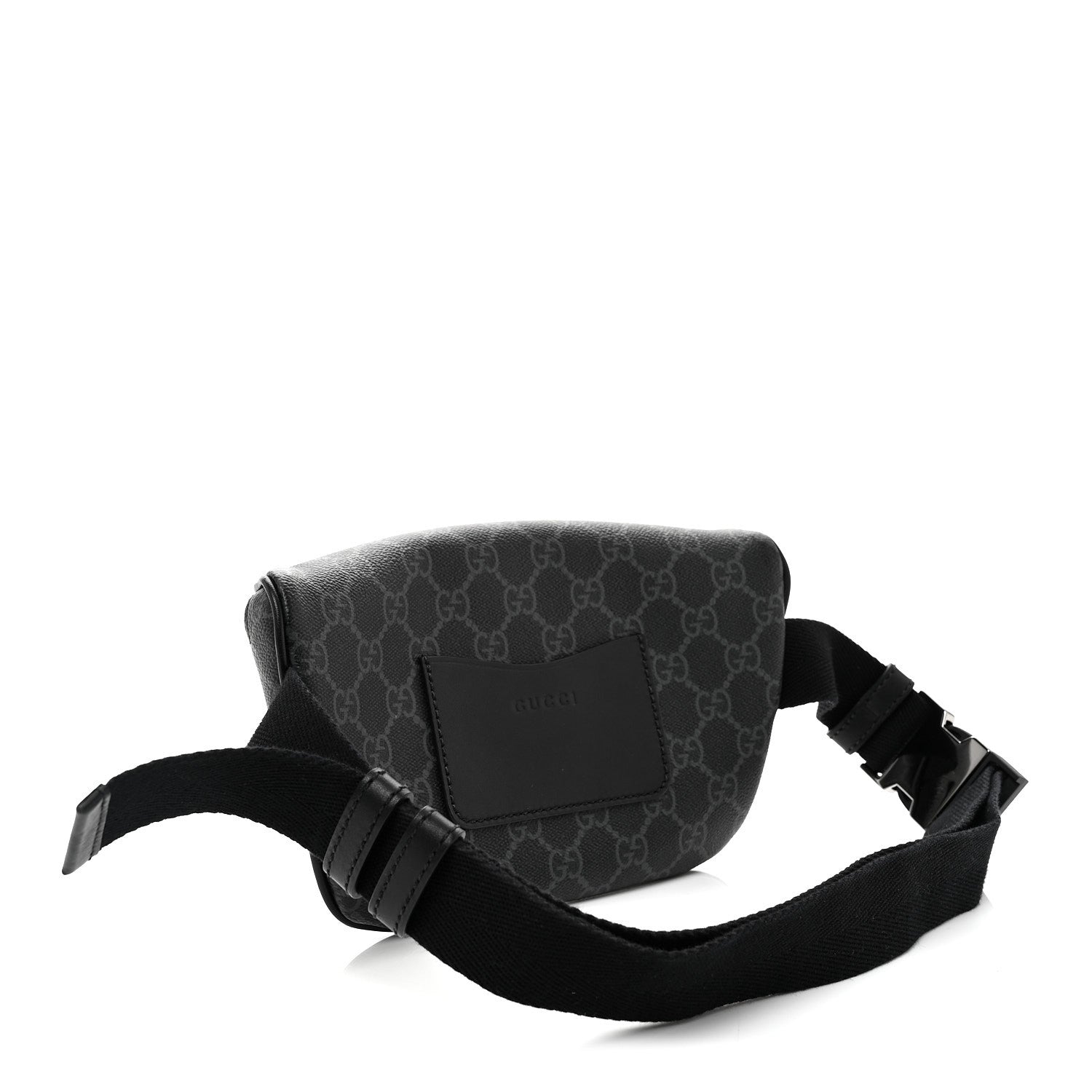 Gucci GG Supreme Monogram Emblem Calfskin Small Belt Bag Black Grey 3 of 10