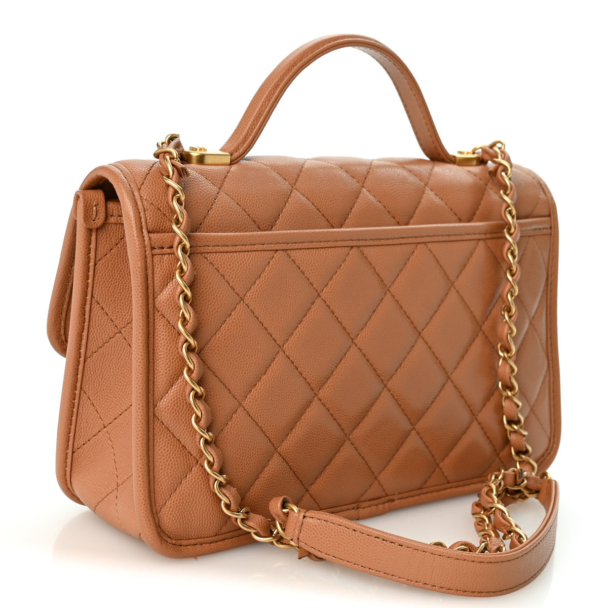 Chanel Caviar Quilted School Memory Top Handle Flap Brown 2 of 9