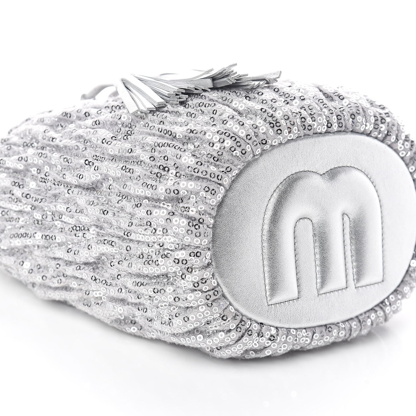 Paillettes Mate Bucket Bag Argento