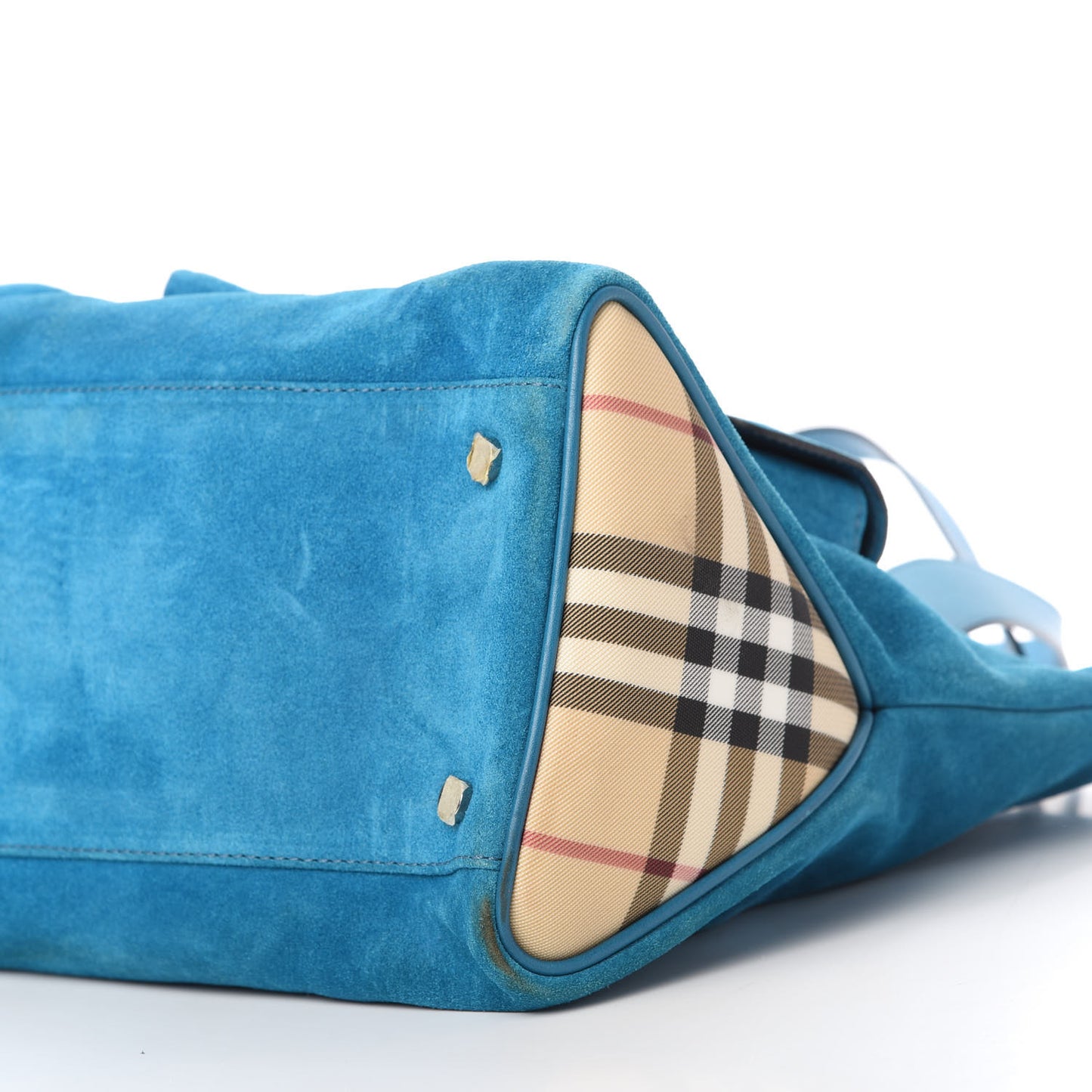 Suede Classic Check Shoulder Bag Blue