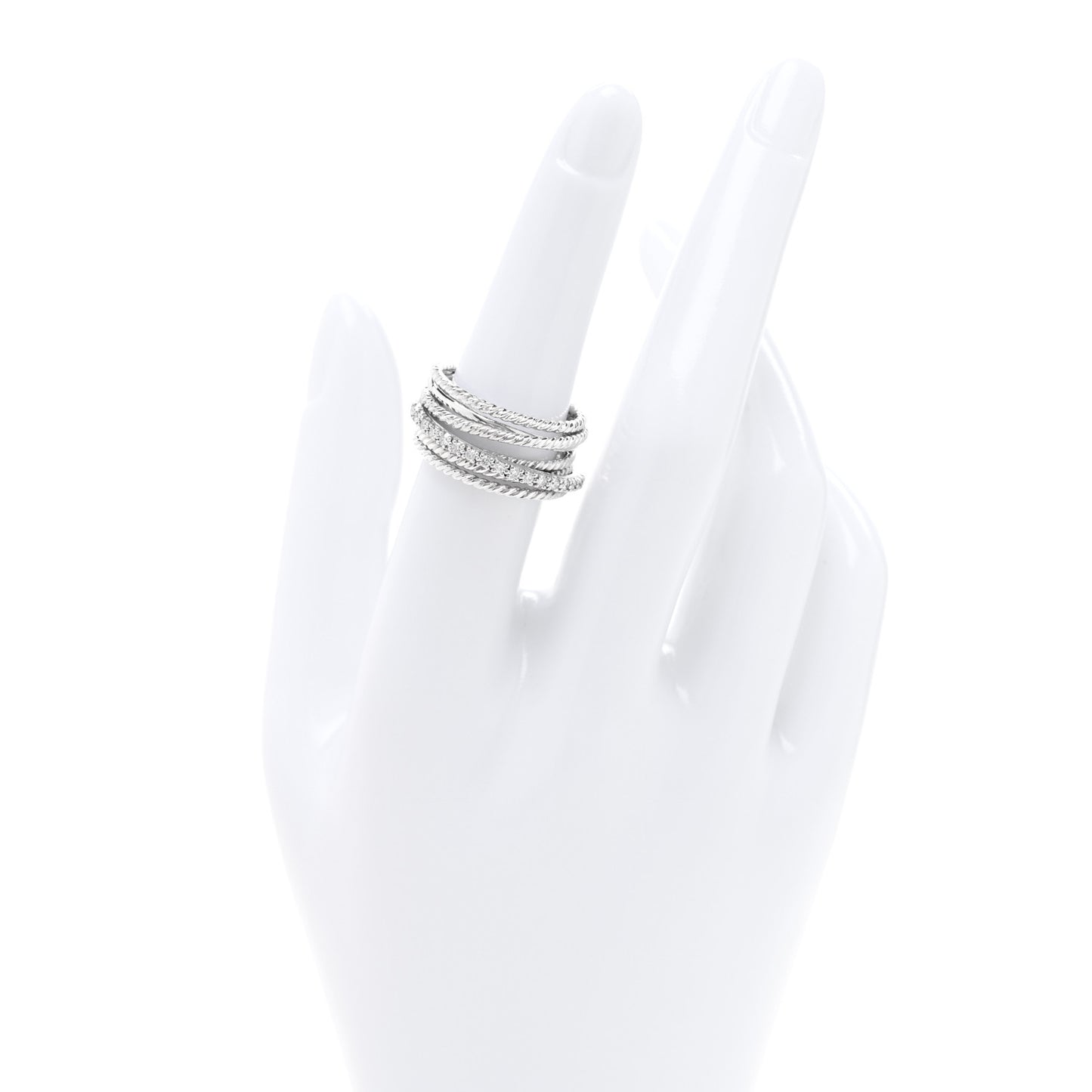 Sterling Silver Diamond 12mm Wide Crossover Cable Ring 54 6.75