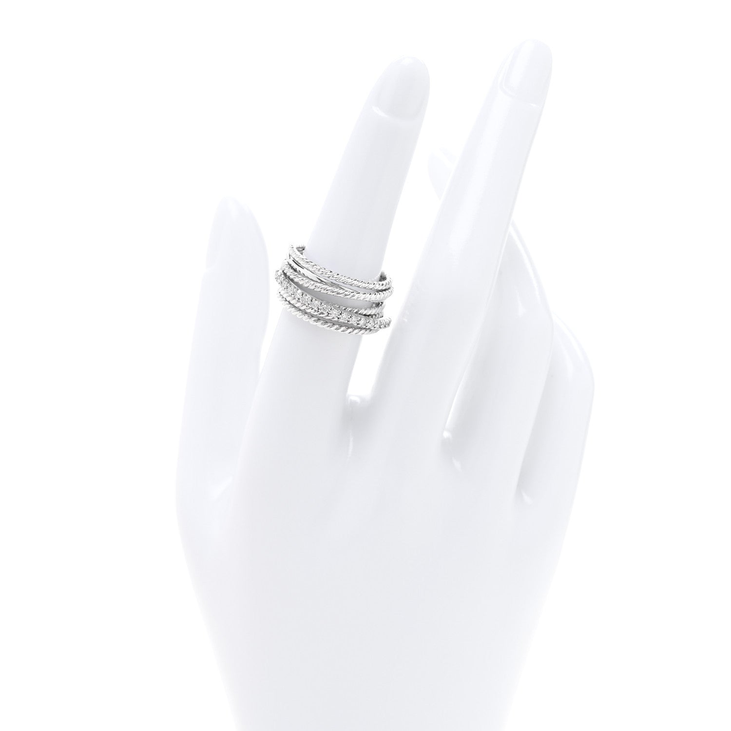 David Yurman Sterling Silver Diamond 12mm Wide Crossover Cable Ring 54 6.75 2 of 4