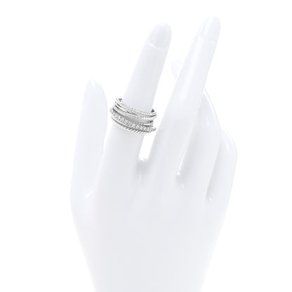 David Yurman Sterling Silver Diamond 12mm Wide Crossover Cable Ring 54 6.75 2 of 4