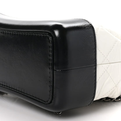 Chanel Aged Calfskin Quilted Small Gabrielle Backpack Black White 10 of 11