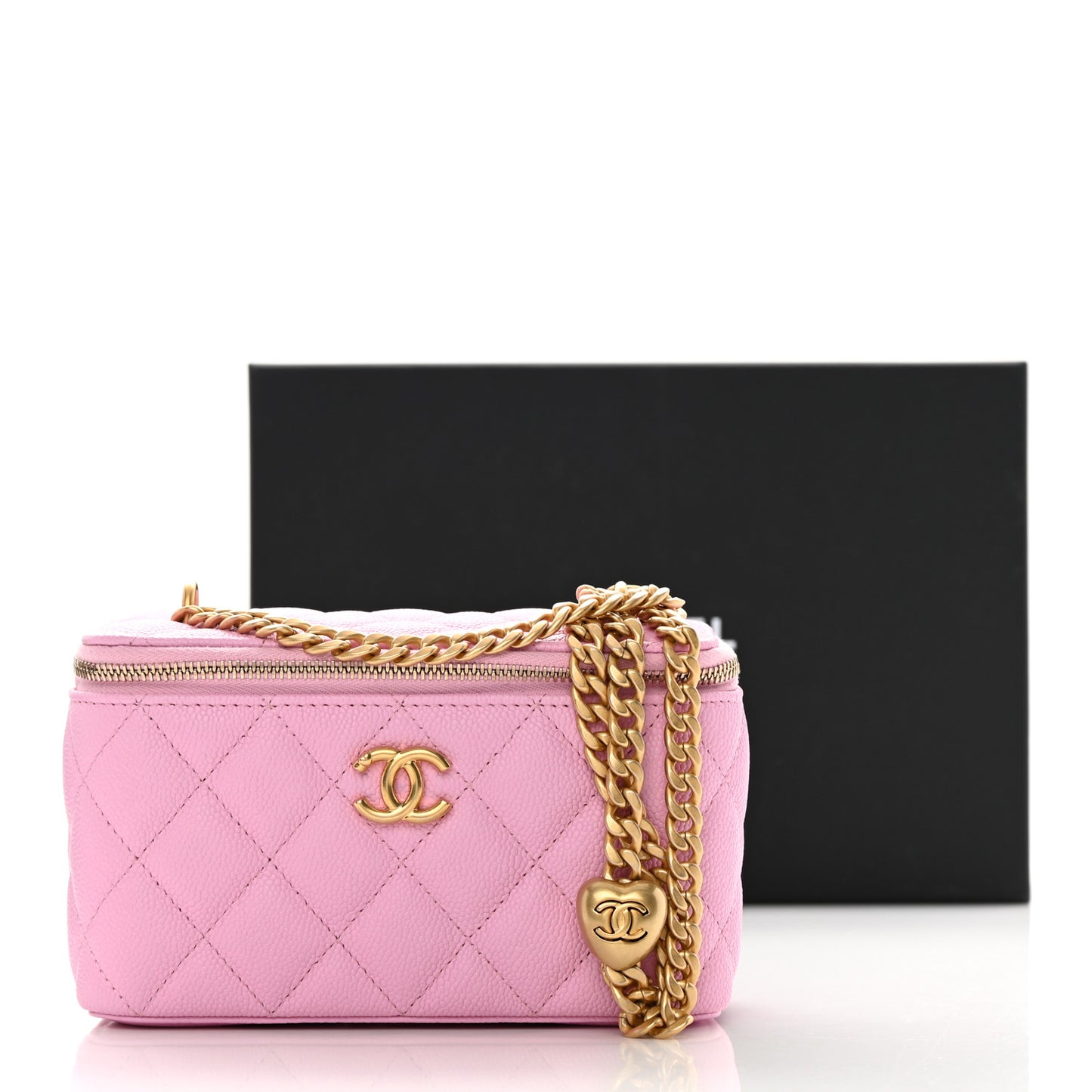 Caviar Quilted Sweetheart Vanity Case Pink