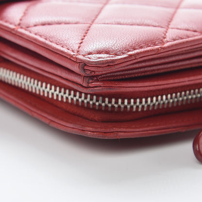 Chanel Lambskin Quilted Zipped Pocket Wallet Red 12 of 12