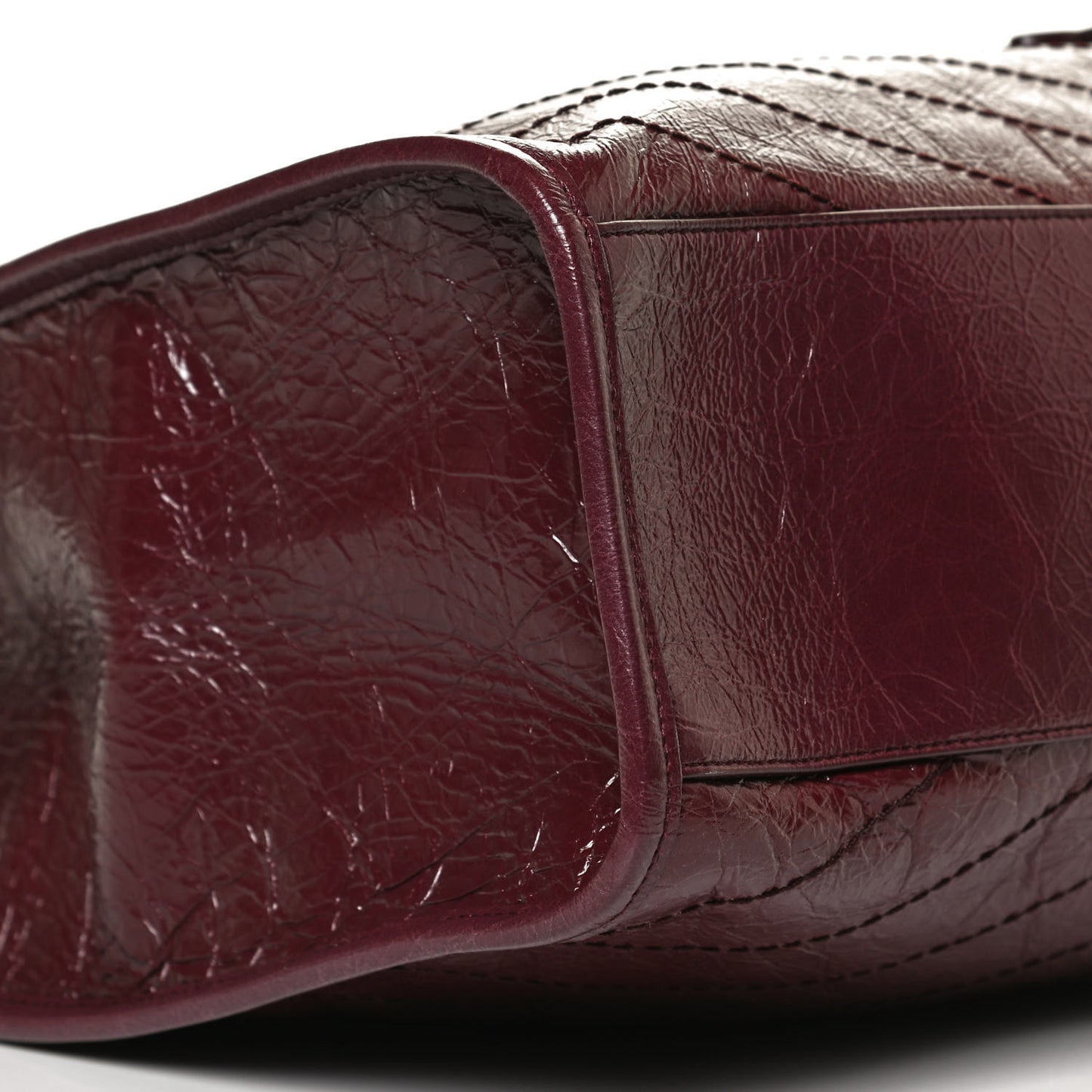 Crinkled Calfskin Matelasse Monogram Niki Shopper Tote Burgundy